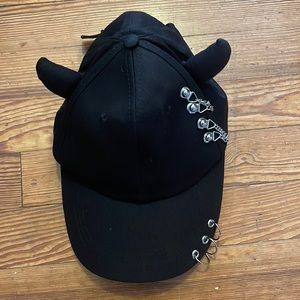Baseball Hat With Beast Horns And Rings Black Unisex And Adjustable